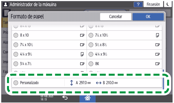Ilustración de la pantalla del panel de mandos