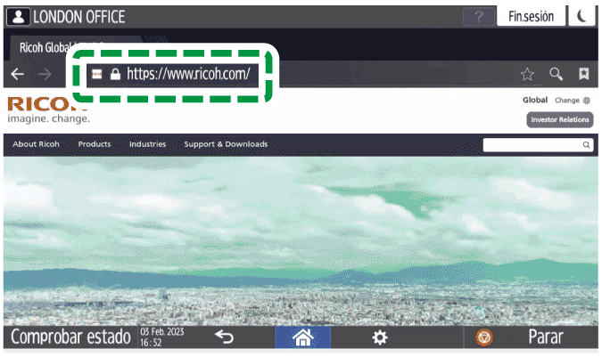 Pantalla del panel de operaciones