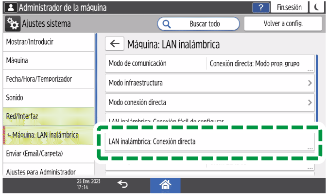Ilustración de la pantalla del panel de mandos