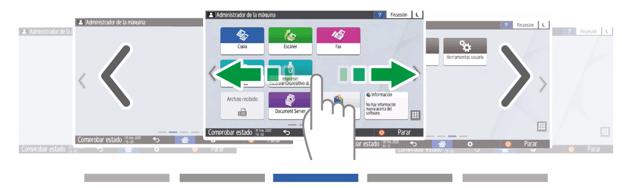 Ilustración de la pantalla del panel de mandos