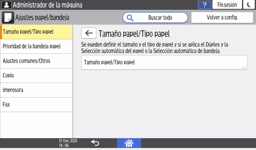 Ilustración de la pantalla del panel de mandos