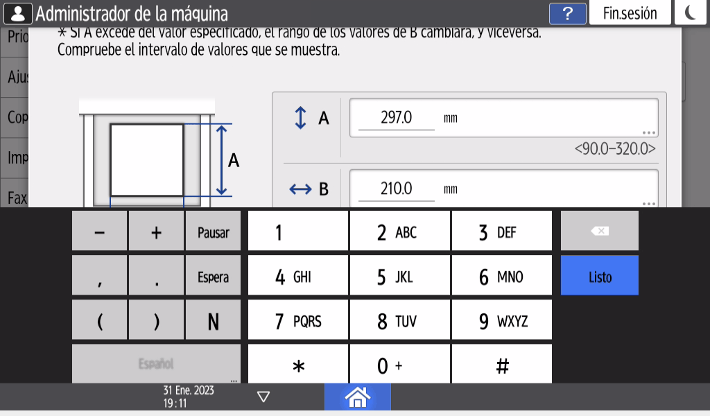 Ilustración de la pantalla del panel de mandos