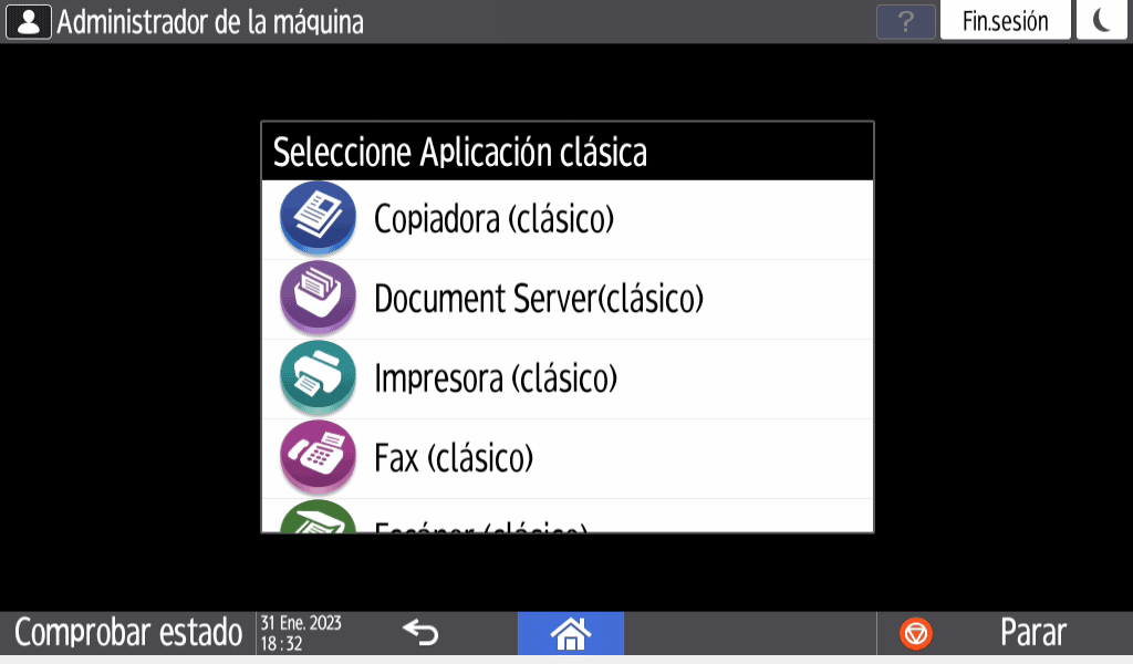 Ilustración de la pantalla del panel de mandos