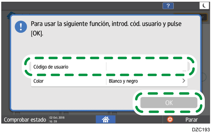 Ilustración de la pantalla del panel de mandos