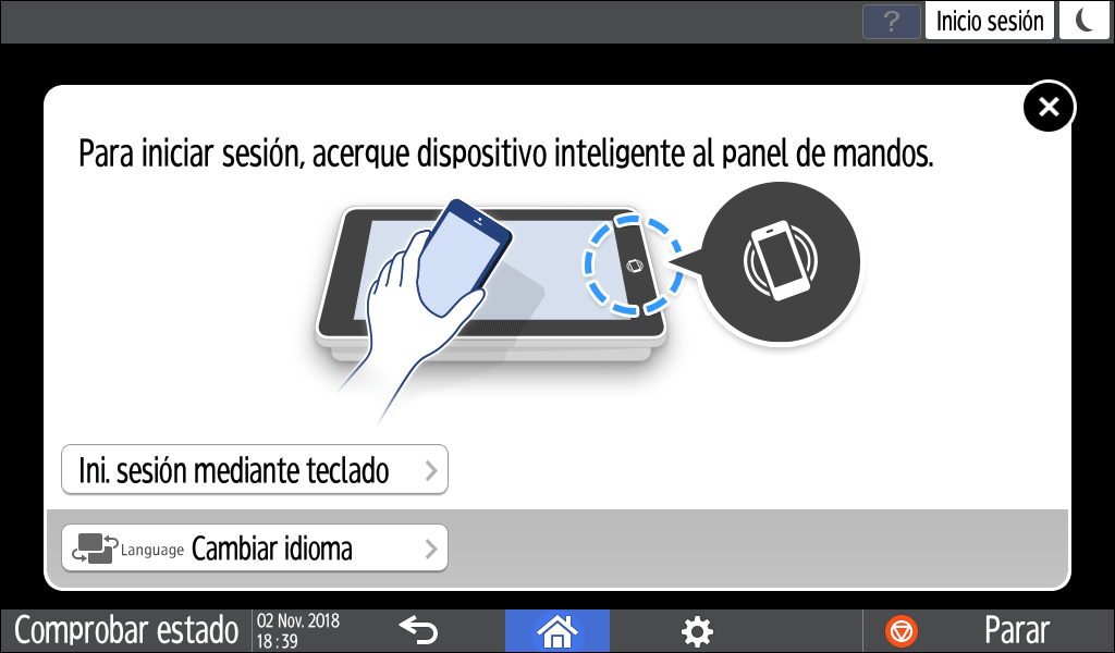 Ilustración de la pantalla del panel de mandos