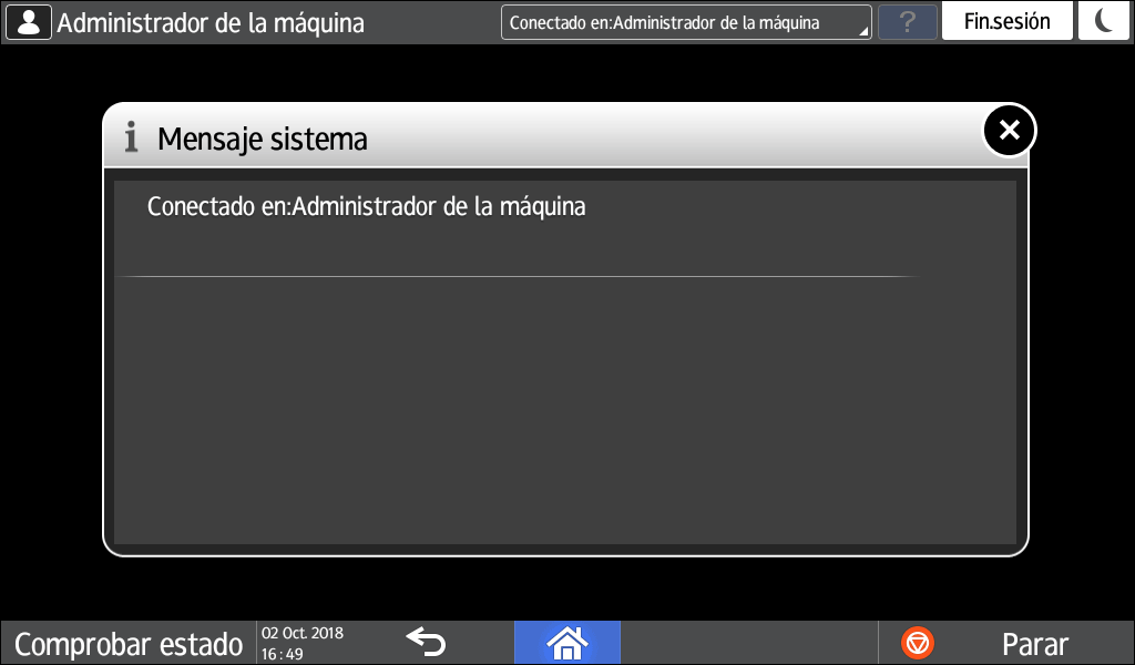 Ilustración de la pantalla del panel de mandos