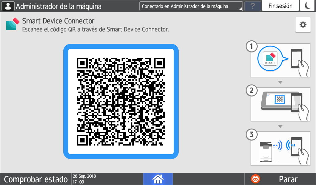 Ilustraci&oacute;n de la pantalla del panel de mandos