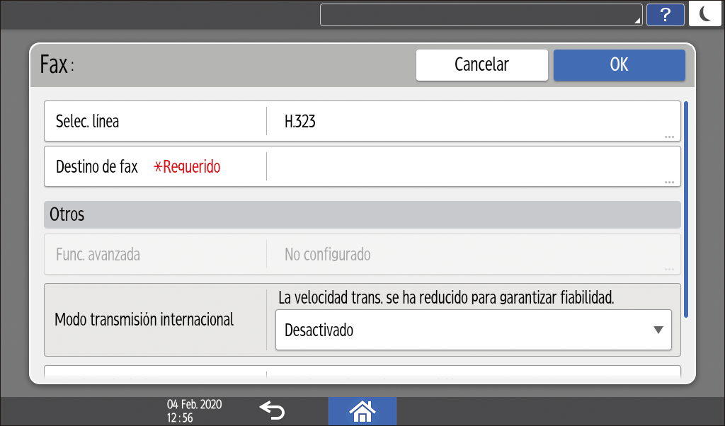 Ilustración de la pantalla del panel de mandos