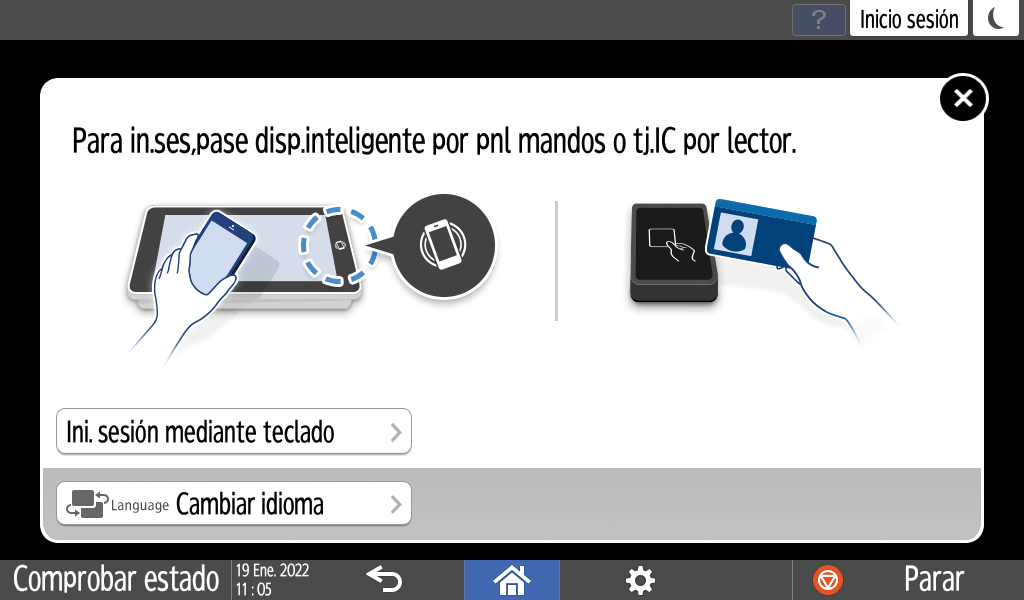 Ilustración de la pantalla del panel de mandos