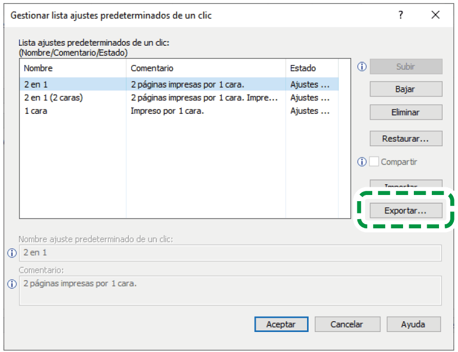 Ilustración de la pantalla del driver