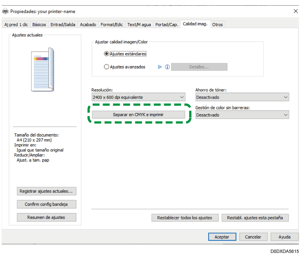 Ilustración de la pantalla del driver
