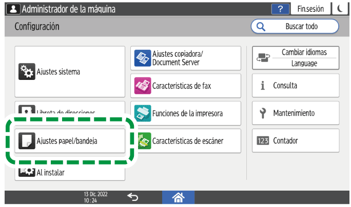 Ilustraci&oacute;n de la pantalla del panel de operaciones