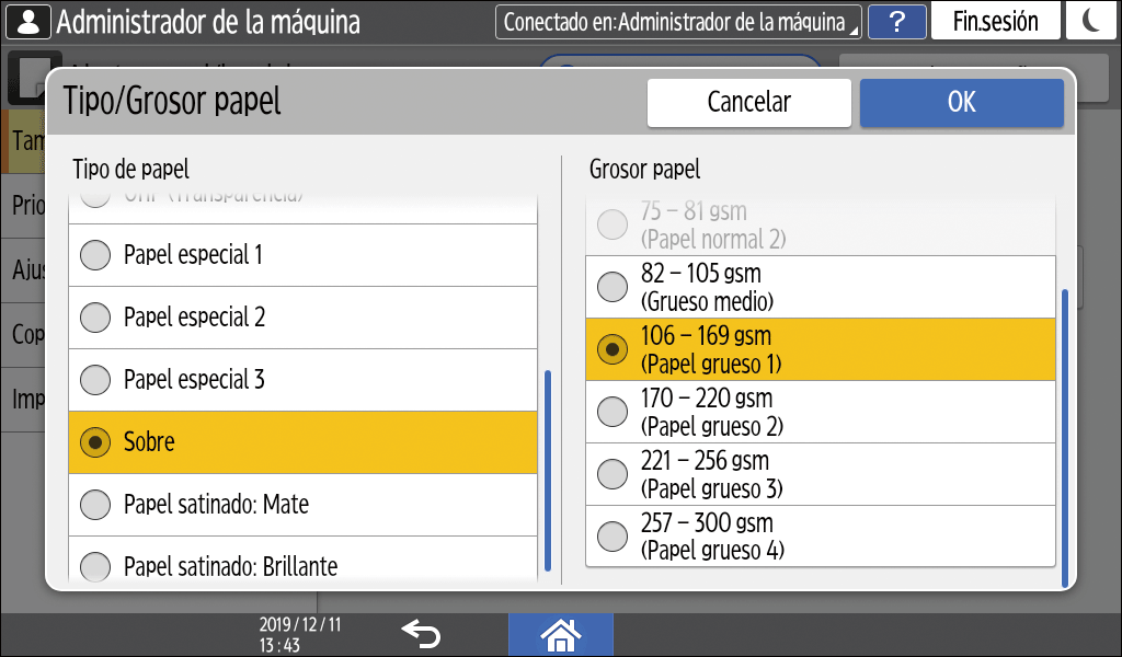 Ilustraci&oacute;n de la pantalla del panel de operaciones