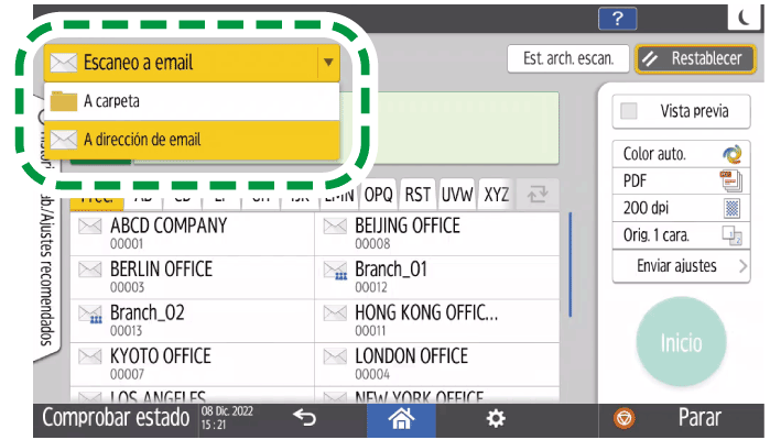 Ilustraci&oacute;n de la pantalla del panel de operaciones