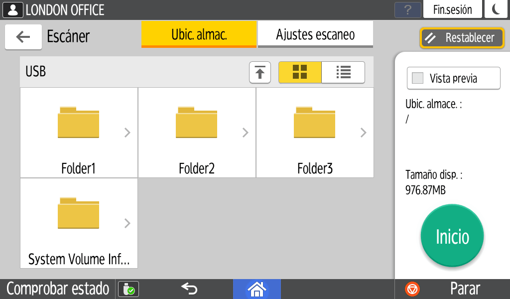 Ilustraci&oacute;n de la pantalla del panel de operaciones
