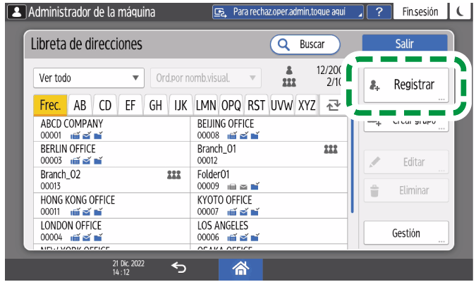 Ilustraci&oacute;n de la pantalla del panel de operaciones