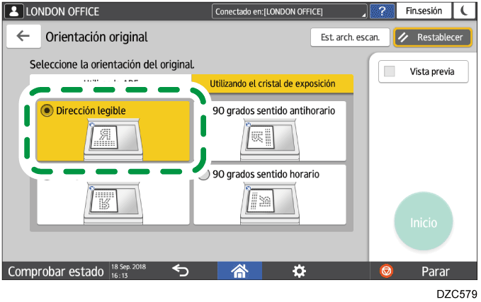 Ilustraci&oacute;n de la pantalla del panel de operaciones