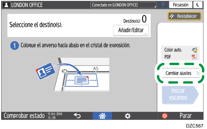 Ilustraci&oacute;n de la pantalla del panel de operaciones