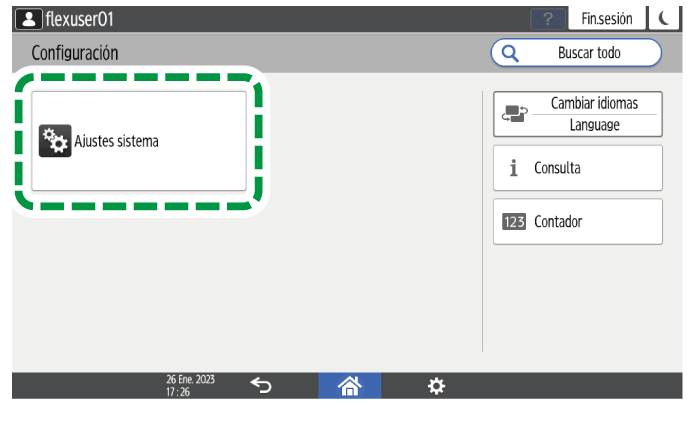 Ilustraci&oacute;n de la pantalla del panel de operaciones
