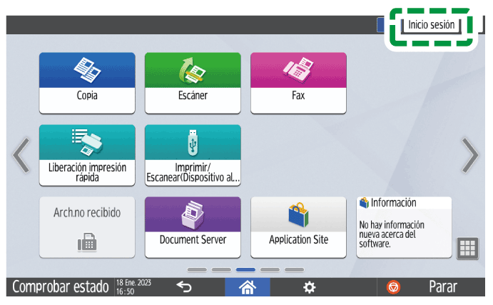 Ilustraci&oacute;n de la pantalla del panel de operaciones