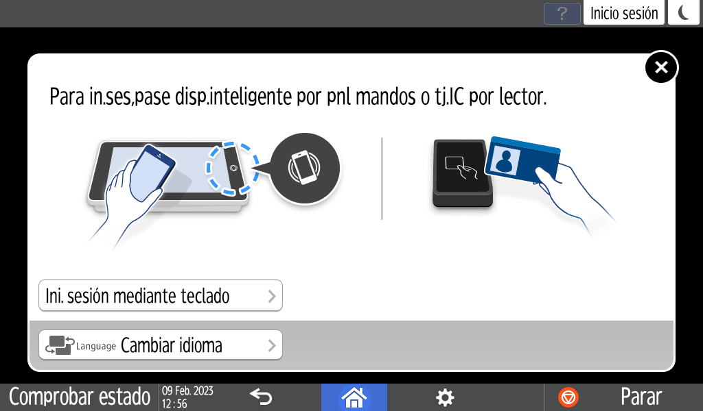 Ilustraci&oacute;n de la pantalla del panel de operaciones