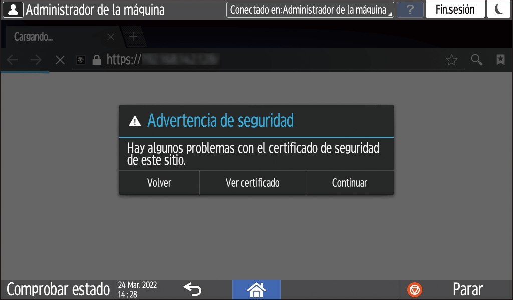 Ilustración de la pantalla del panel de operaciones