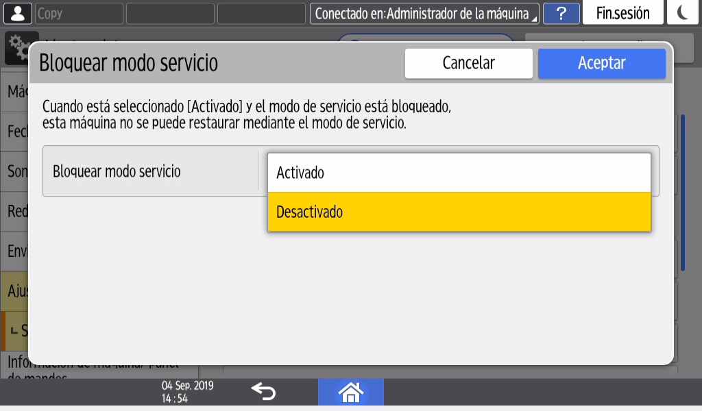 Ilustraci&oacute;n de la pantalla del panel de operaciones