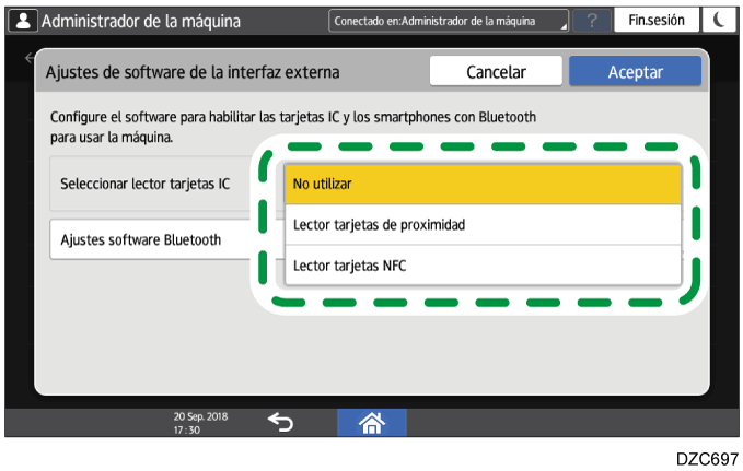 Ilustraci&oacute;n de la pantalla del panel de operaciones