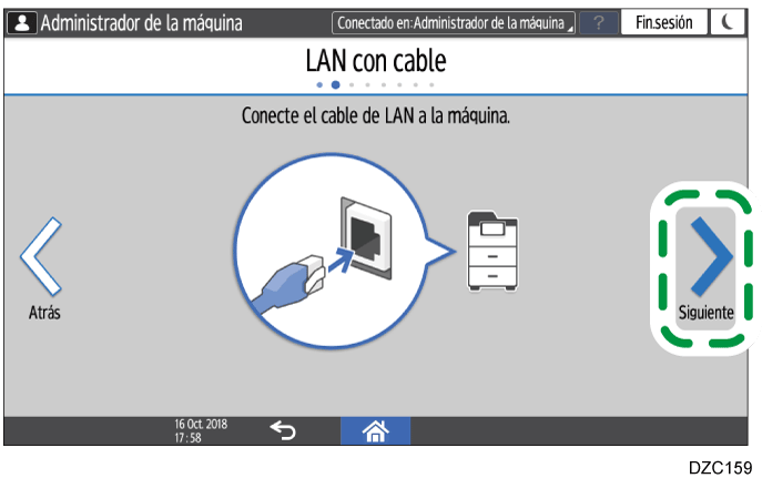 Ilustración de la pantalla del panel de mandos