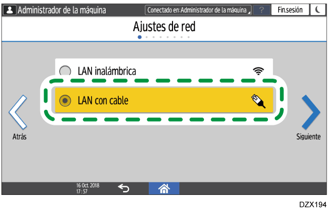 Ilustración de la pantalla del panel de mandos