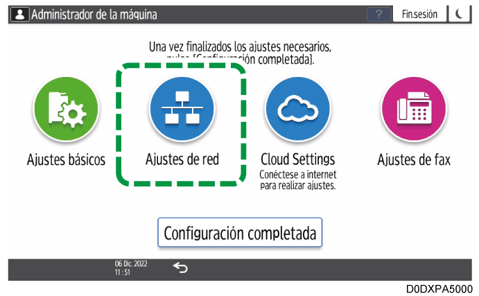 Ilustración de la pantalla del panel de operaciones