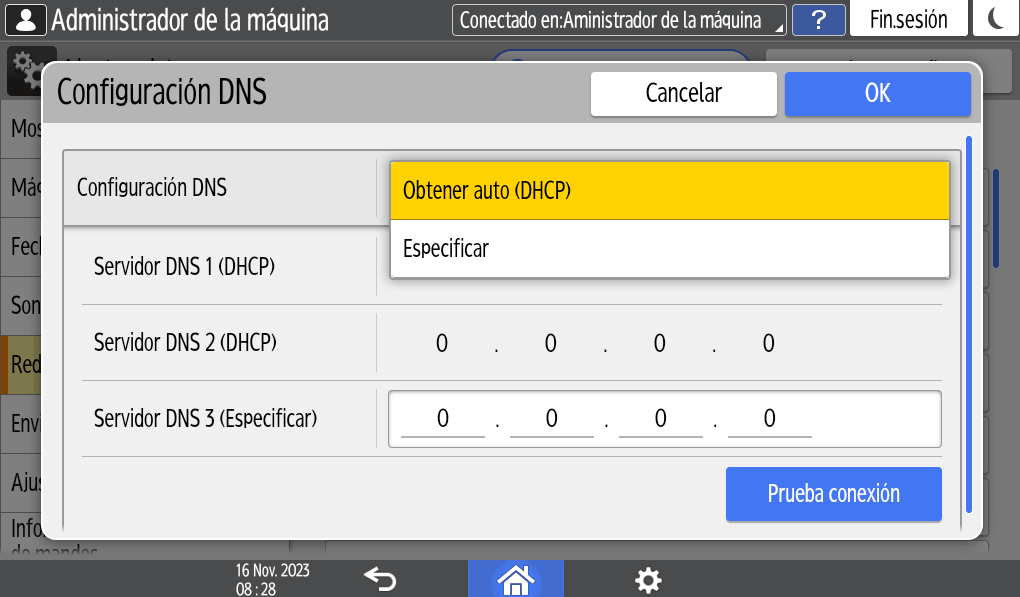 Ilustración de la pantalla del panel de mandos