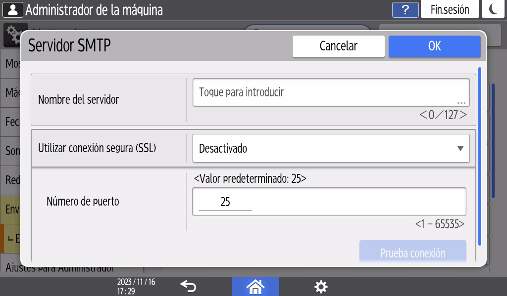 Ilustraci&oacute;n de la pantalla del panel de mandos