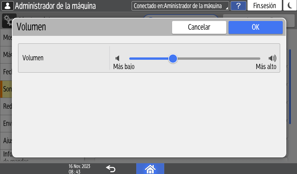 Ilustraci&oacute;n de la pantalla del panel de mandos