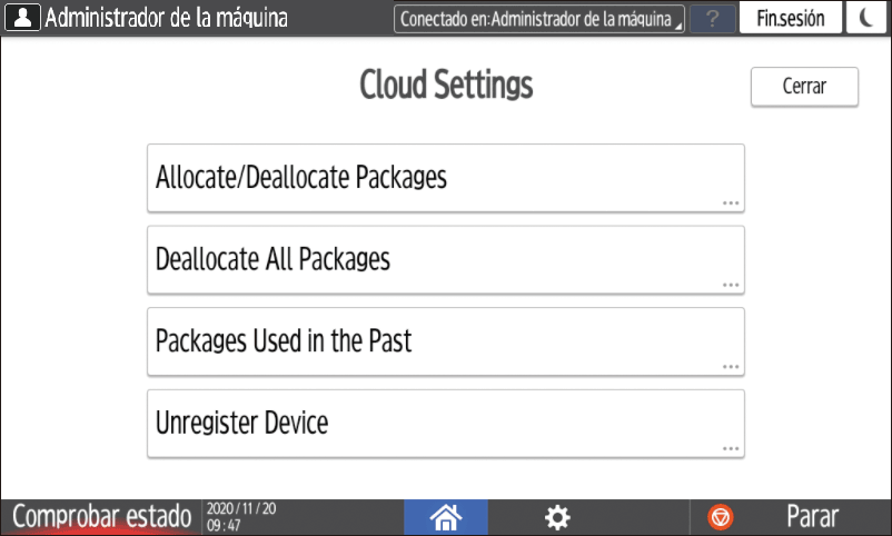 Ilustraci&oacute;n de la pantalla del panel de mandos