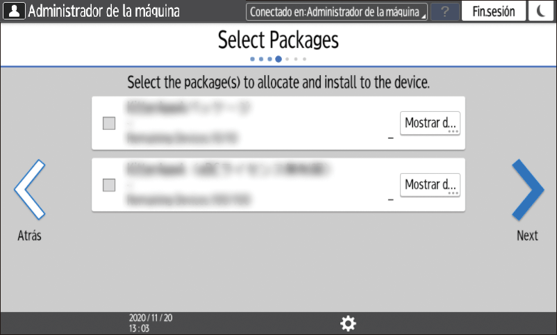 Ilustraci&oacute;n de la pantalla del panel de mandos