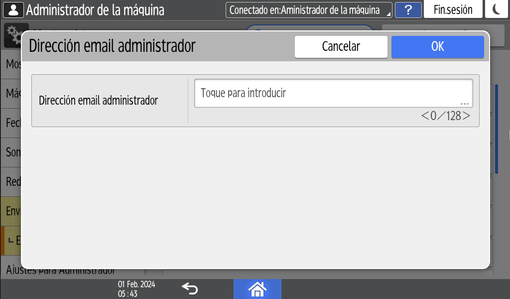 Ilustraci&oacute;n de la pantalla del panel de mandos