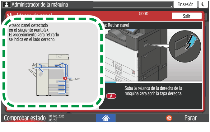 Ilustraci&oacute;n de la pantalla del panel de operaciones