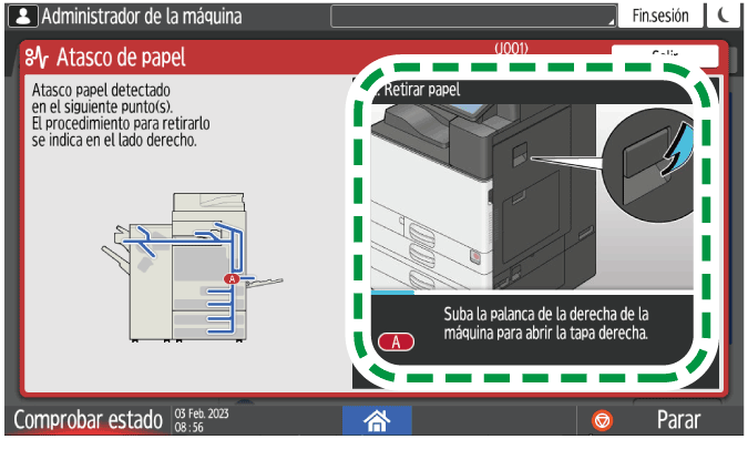 Ilustraci&oacute;n de la pantalla del panel de operaciones