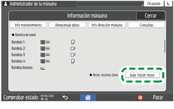 Ilustración de la pantalla del panel de operaciones