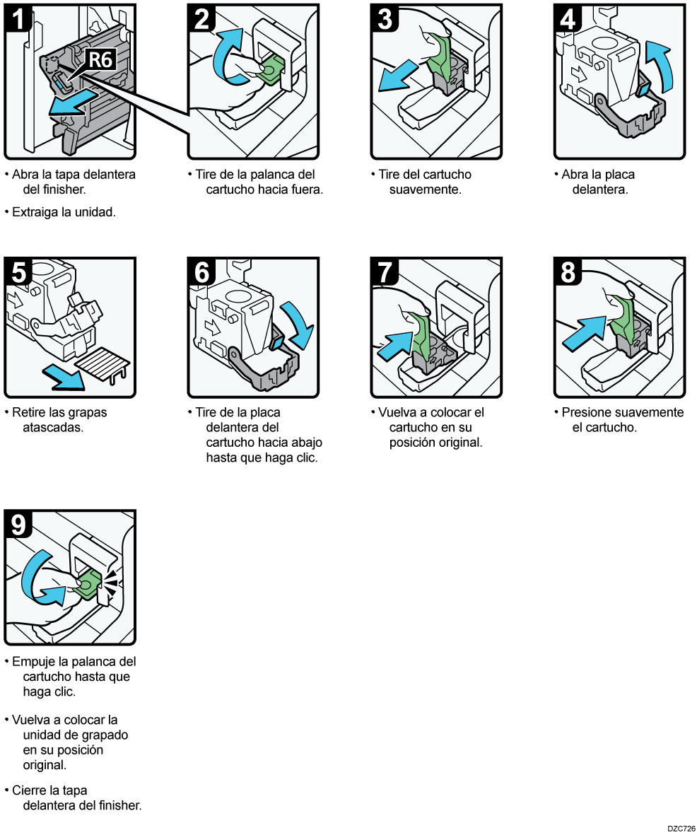 Ilustraci&oacute;n de eliminaci&oacute;n de grapa atascada