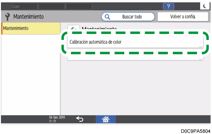 Ilustraci&oacute;n de la pantalla del panel de operaciones
