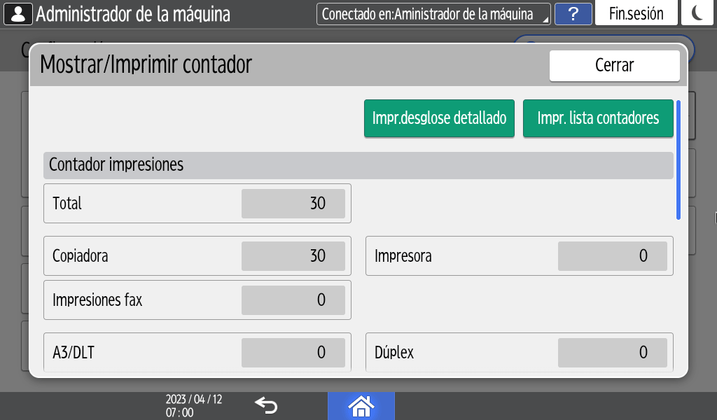 Ilustraci&oacute;n de la pantalla del panel de mandos