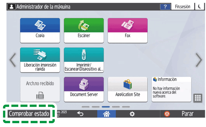 Ilustración de la pantalla del panel de operaciones