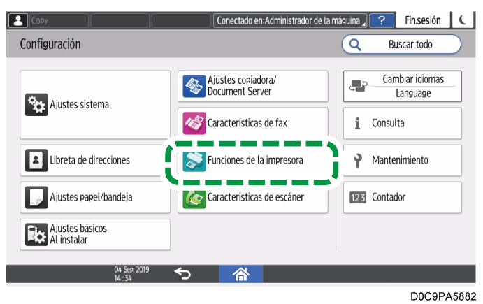 Ilustraci&oacute;n de la pantalla del panel de operaciones