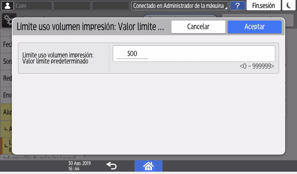 Ilustraci&oacute;n de la pantalla del panel de operaciones
