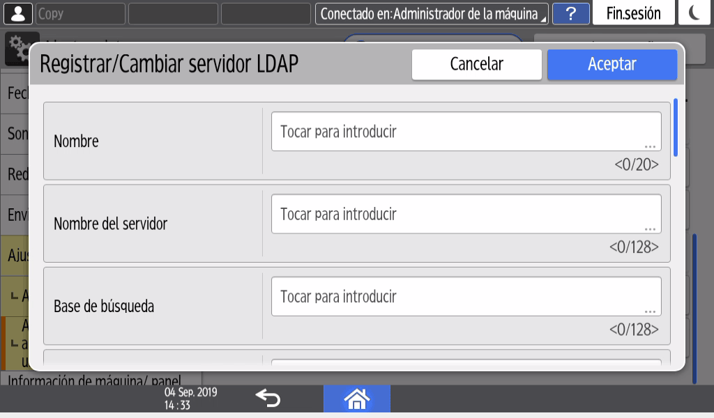 Ilustraci&oacute;n de la pantalla del panel de operaciones