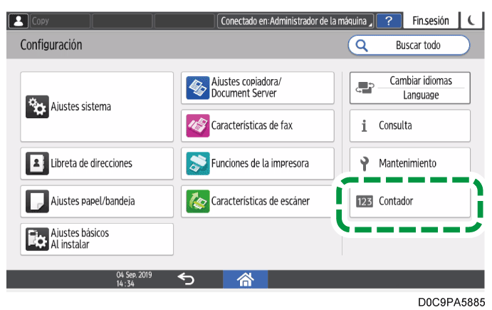 Ilustraci&oacute;n de la pantalla del panel de operaciones