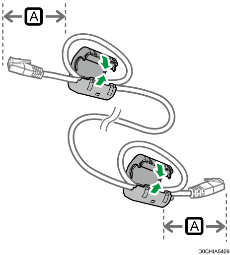 Illustrazione di un cavo LAN con nucleo in ferrite