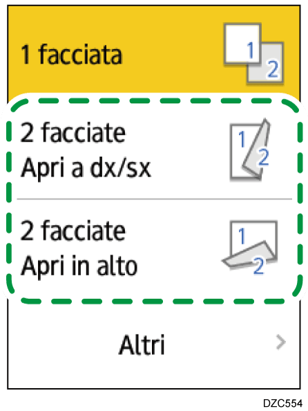 Illustrazione della schermata sul pannello di controllo
